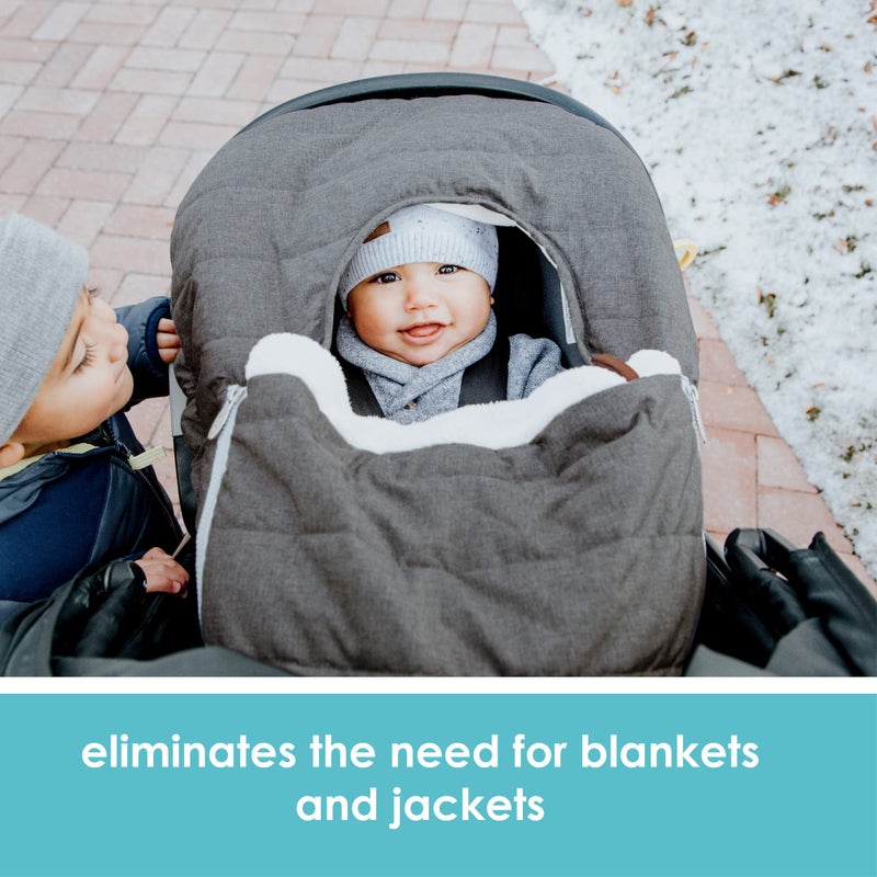 JJ Cole Baby Car Seat Cover, Blanket-Style Baby Stroller & Baby Carrier Cover, Heather Gray - Image 3