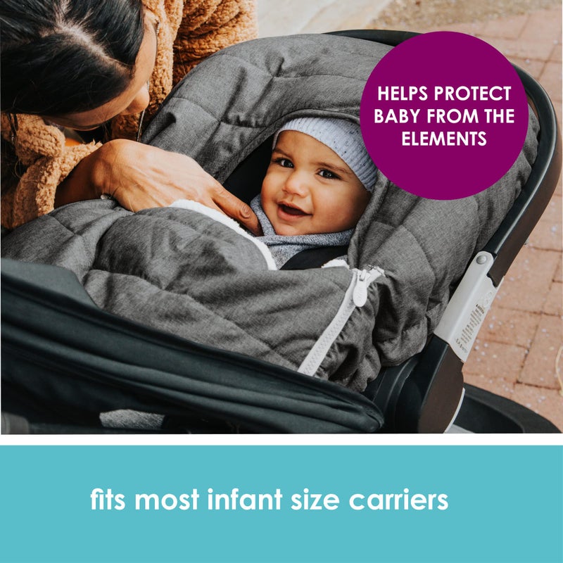 JJ Cole Baby Car Seat Cover, Blanket-Style Baby Stroller & Baby Carrier Cover, Heather Gray - Image 2