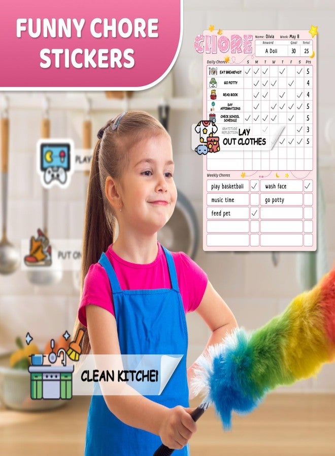 Boxveria Magnetic Kids Chore Chart for 2 Kids Blue & Pink, Dry Erase Routine Chart for Kid Toddlers Teens Adult with Marker & Chore Stickers, Behavior Responsibility Chart for Kid at Home - Image 2