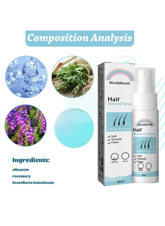 West&Month - Hair Removal Spray, Painless Hair Removal Spray Armpit Gentle Hair Remover Refreshing Quick Hair Removal Spray, Safe Hair Removal for Underarm, Chest, Back, Leg and Private Part - Image 1
