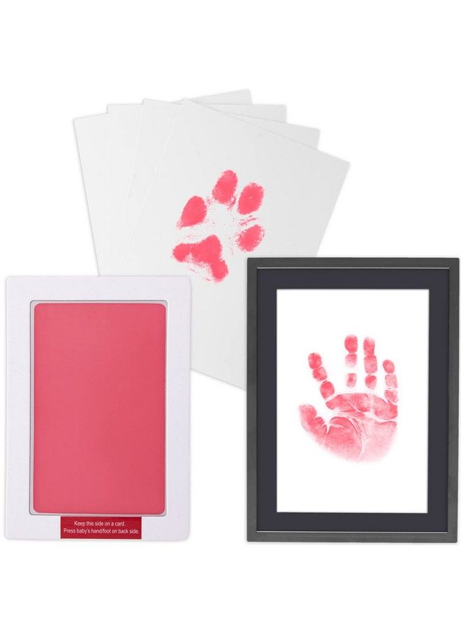 ExcelMark Large Baby Handprint Or Footprint Cleantouch Ink Pad With Picture Frame Kit And Imprint Cards (Pink) - Image 1