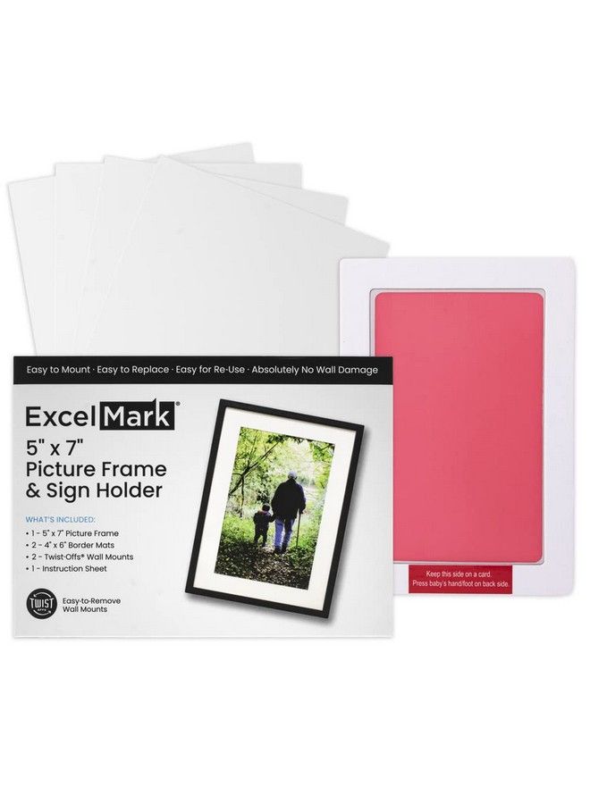 ExcelMark Large Baby Handprint Or Footprint Cleantouch Ink Pad With Picture Frame Kit And Imprint Cards (Pink) - Image 3