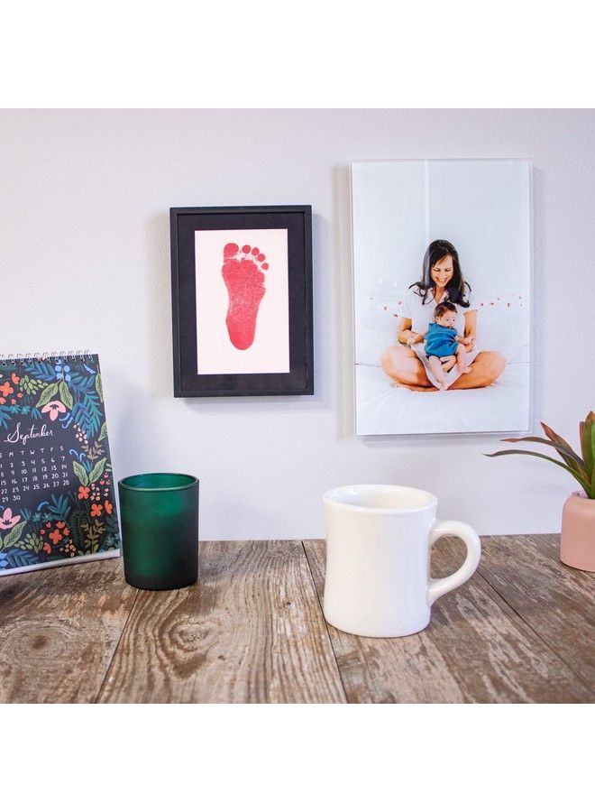 ExcelMark Large Baby Handprint Or Footprint Cleantouch Ink Pad With Picture Frame Kit And Imprint Cards (Pink) - Image 4