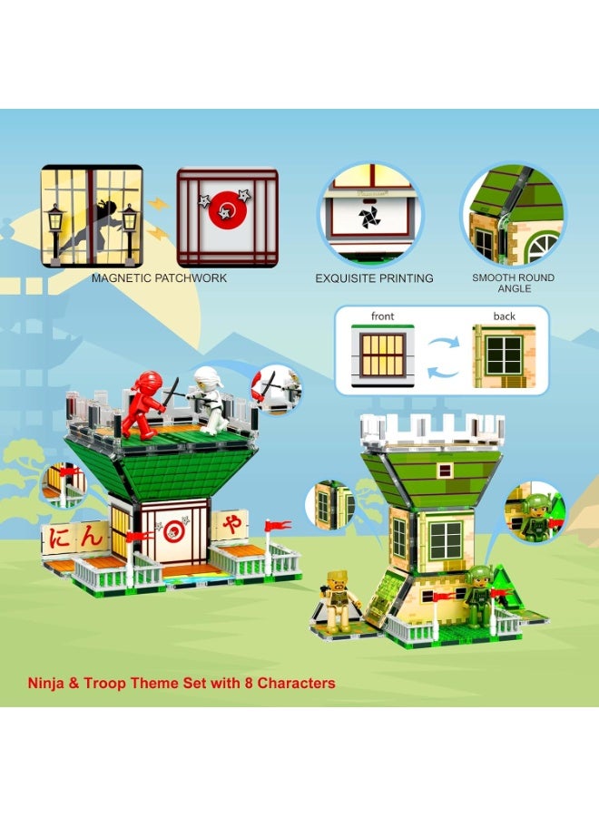 PicassoTiles بيكاسو تايلز بلاط مغناطيسي بموضوع نينجا تروب 102 قطعة | ألعاب STEM | مجموعة ألعاب تعليمية | كتل تكديس | تعزز مهارات حل المشكلات والمهارات الحركية الدقيقة | تحسن التنسيق والإبداع | هدية للأطفال والرضع | مجموعة بناء لتطوير عقل الطفل - Image 5