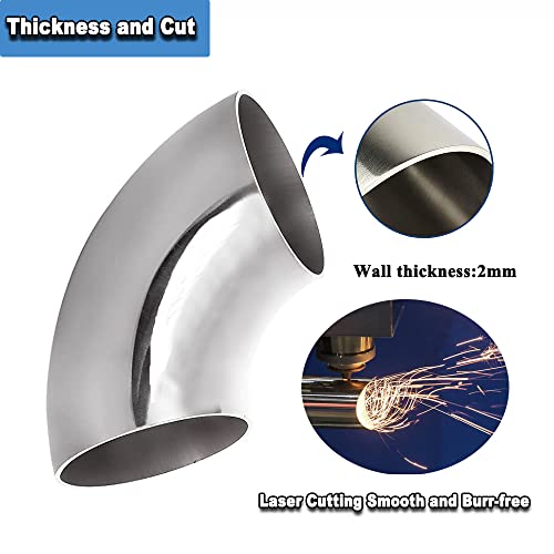Musibo 5" Stainless Steel 90 Degree Exhaust Pipe Mandrel Bend Elbow Thickness 16GA/.065" Wall Suitable for Car Exhaust Pipe Modified, Stair Handrail,etc - Image 4