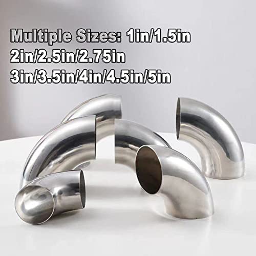 Musibo 5" Stainless Steel 90 Degree Exhaust Pipe Mandrel Bend Elbow Thickness 16GA/.065" Wall Suitable for Car Exhaust Pipe Modified, Stair Handrail,etc - Image 2