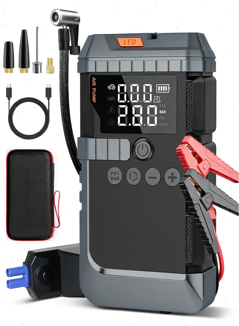 Gmisun 【‌Premium】Jump Starter 3750A with 150PSI Air Compressor, 12V Car Jump Starter All Gas/8.0L Diesel Portable Car Battery Starter with LED Lights and Emergency Light Jumper Cable, Mobile Power Supply, Large Capacity Storage - Image 1