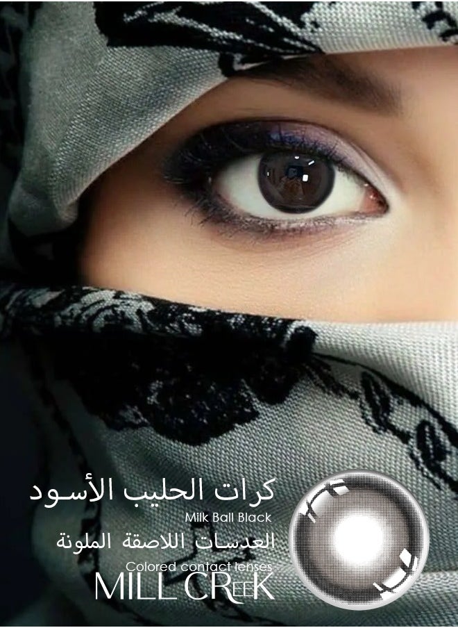 Mill Creek Mill Creek Color Contact Lenses 14.5MM Hydrogel Lenses Yearly Use 1 pair of 2 Milk Ball Black Glasses  - Image 1