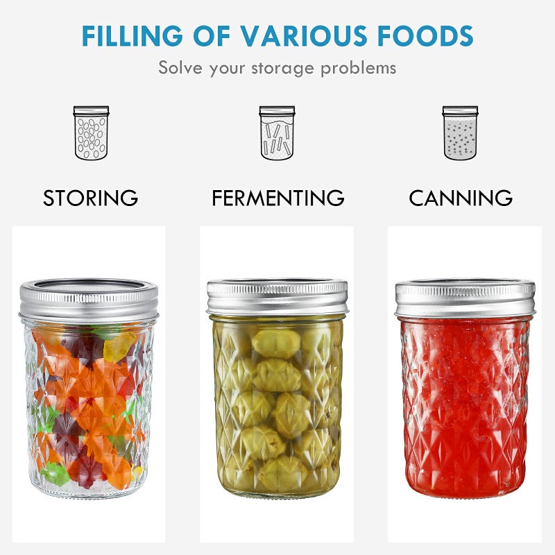 Yeboda 12 Pack 8 Oz Mason Jars With Airtight Lids And Bands Glass Canning Jars Ideal For Preserving Jam Honey Jelly Wedding Favors Shower Favors Sauces Diy Spice Jars Salad - Image 5