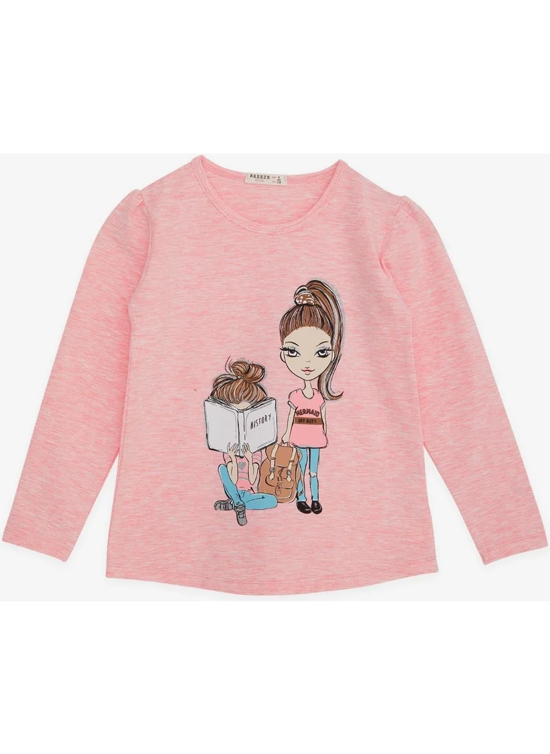 بريز Girl's Long Sleeve T-Shirt Girl's Look 4-9 Years, Salmon Melange
