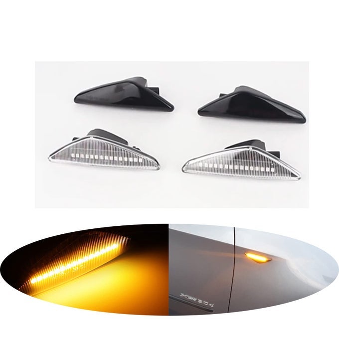 2X Clear Lens Sequential Flash Amber Led Front Fender Side Marker Light Assembly Compatible With Bmw F25 X3 E70 X5 E71 X6 Left Right Replace Oem Clear Side Marker Lamps