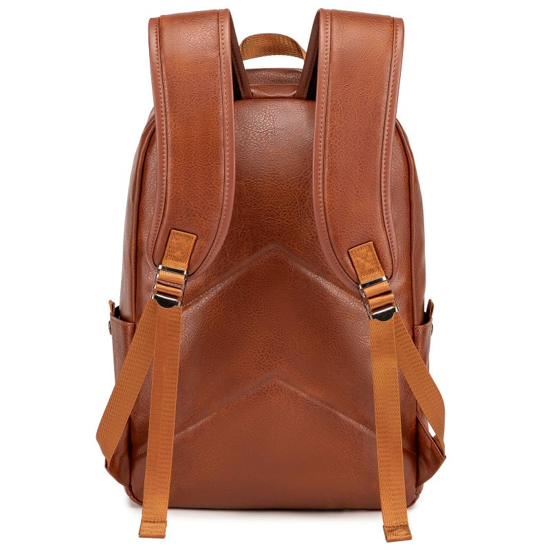 weiatas Leather Laptop Backpack for Men Women Work, Lightweight School Backpack Bookbag for College Students, Waterproof Casual Daypack Travel Computer Backpack fits 15.6 (Brown) - Image 4