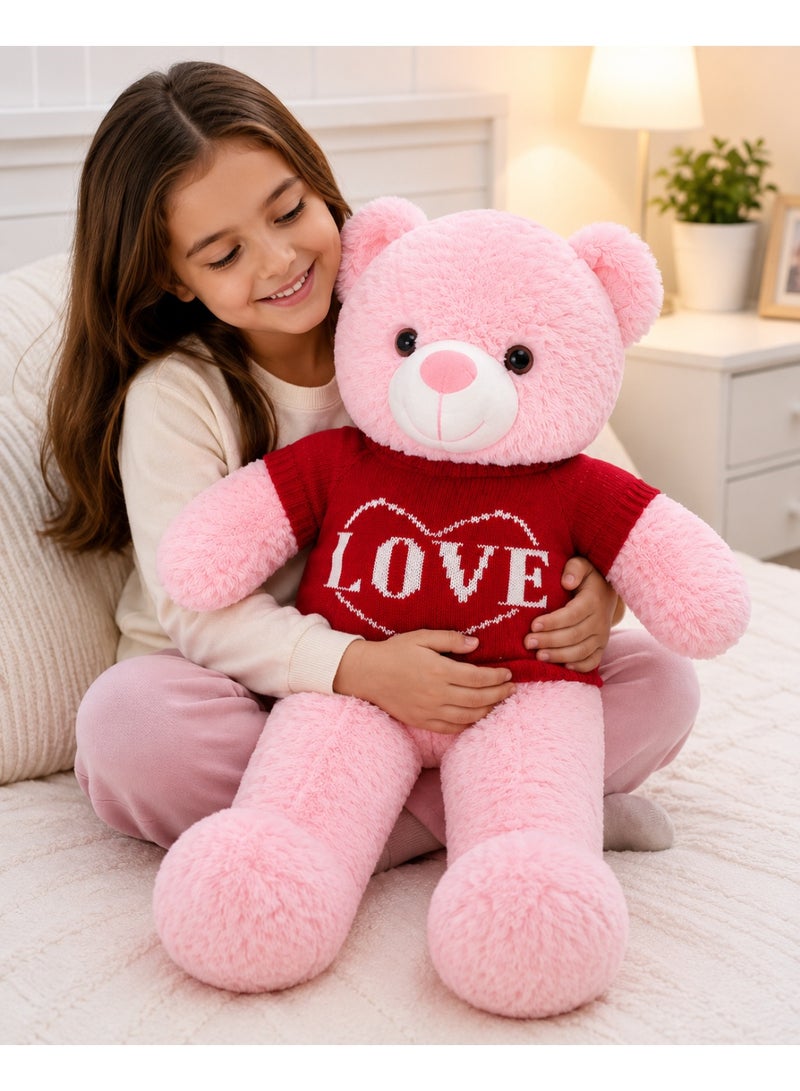 60 CM Large Plush Teddy Bear With LOVE Sweater – Soft Stuffed Bear Toy For Gifts & Room Decor - Image 1