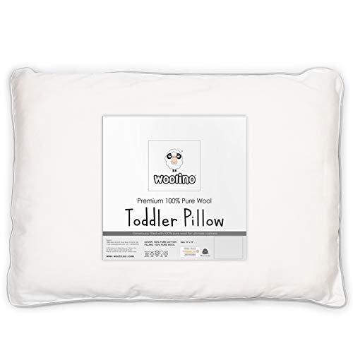 Woolino Woolino Toddler Pillow Premium Breathable 100 Wool Fill  Cotton Cover Toddler Sleeping Pillow Small Kids Travel Size 14x19 