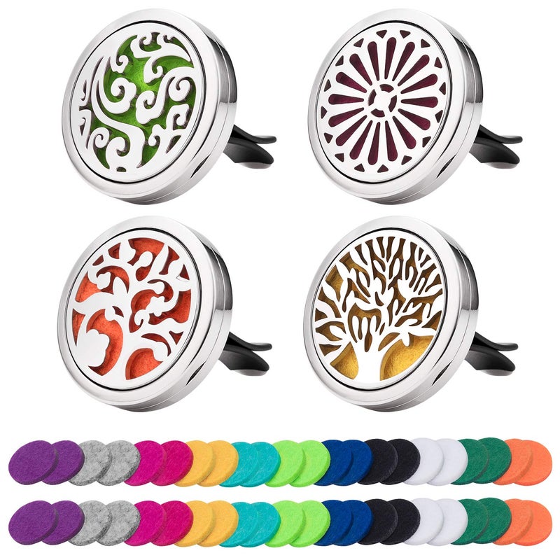Awpeye Car Diffuser Vent Clip 4 Pack, Car Aromatherapy Essential Oil Diffuser Vent Clips 30mm, Stainless Steel Locket 44 Felt Pads - Image 1