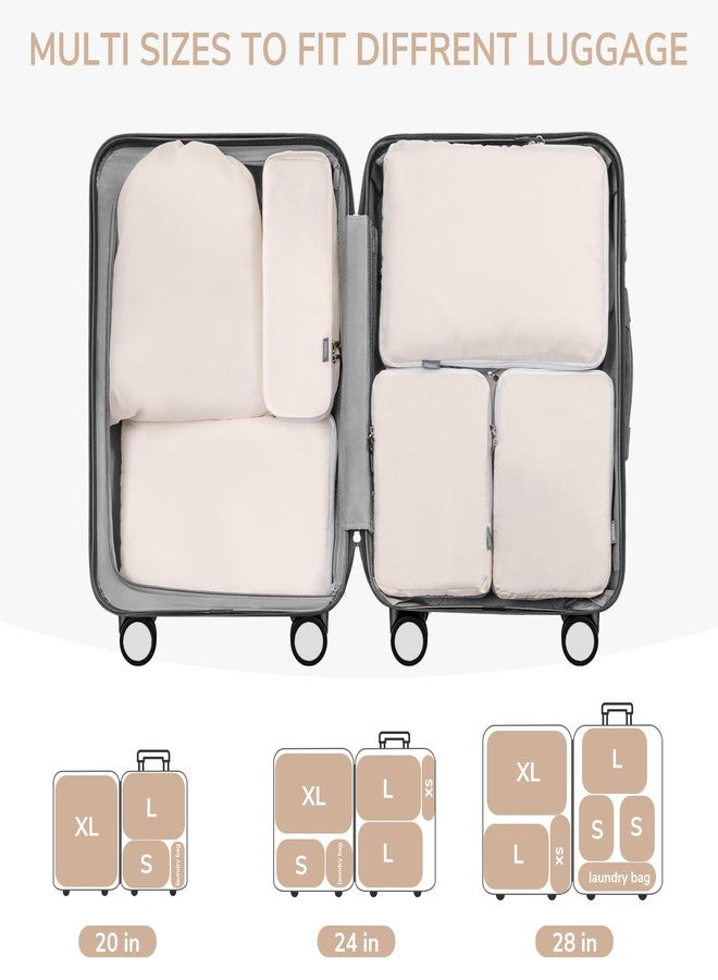 CherryNow Compression Packing Cubes, 7 Set Packing Cubes for Travel Women, Travel Essentials for Backpack, Beige - Image 5