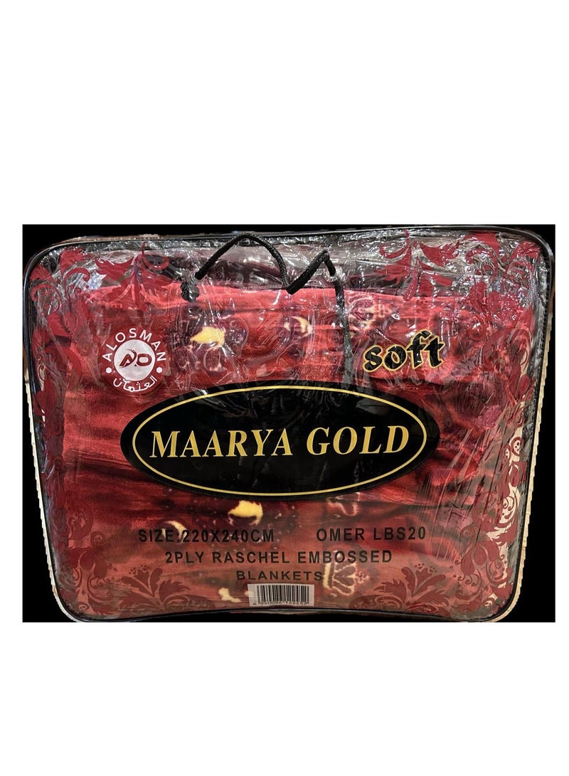 MAARYA GOLD 2 PLY SUPER SOFT EMBOSSED BLANKET - Image 1