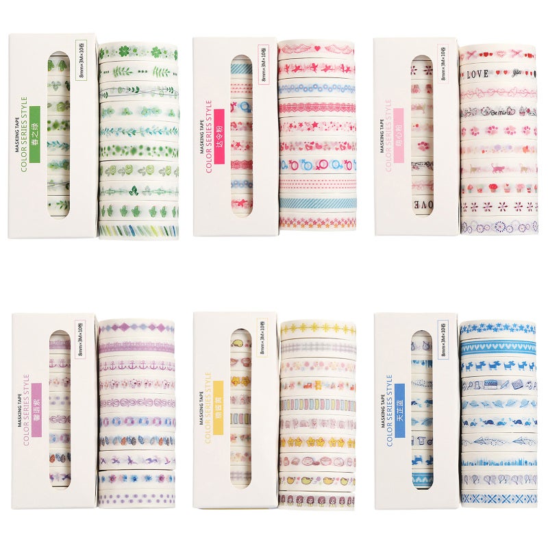 Colorful Washi Tape: 10 Rolls Matching Color Series - Premium Soft Durable Paper Cute Decorative Tape - Easy Peel No Residue for DIY Crafts, Bullet Journaling, Gift Wrapping - Image 2