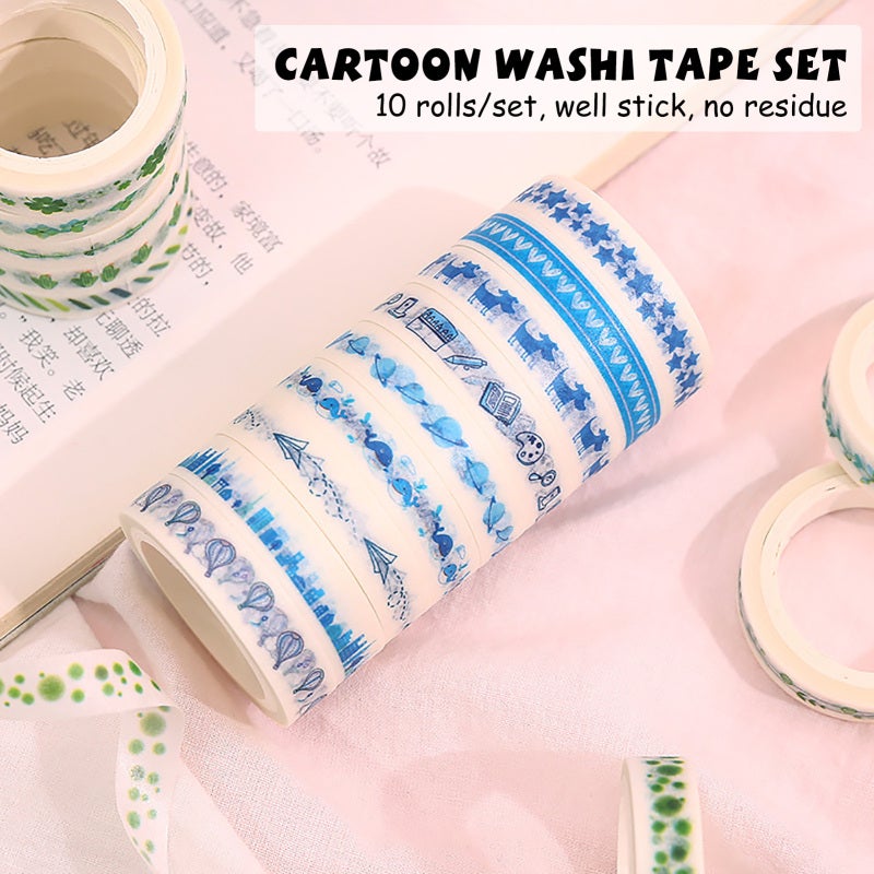 Colorful Washi Tape: 10 Rolls Matching Color Series - Premium Soft Durable Paper Cute Decorative Tape - Easy Peel No Residue for DIY Crafts, Bullet Journaling, Gift Wrapping - Image 5