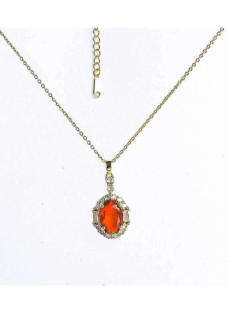 FLUFFY Modern gold necklace with gleaming zircon and a colorful gem that adds a touch of brilliance  - Image 2