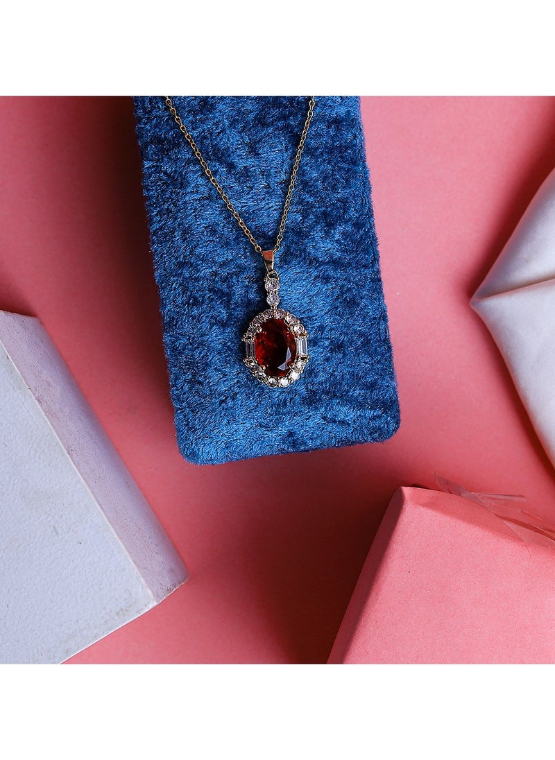 FLUFFY Modern gold necklace with gleaming zircon and a colorful gem that adds a touch of brilliance  - Image 3
