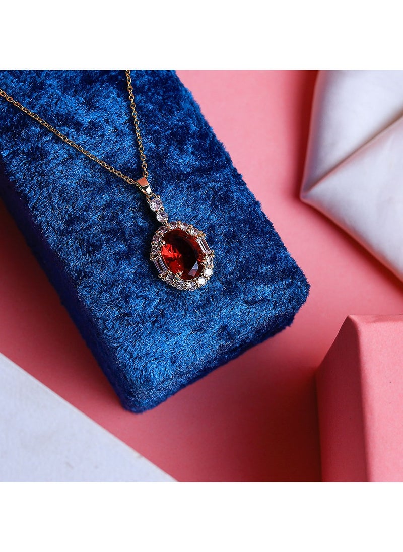 FLUFFY Modern gold necklace with gleaming zircon and a colorful gem that adds a touch of brilliance  - Image 4