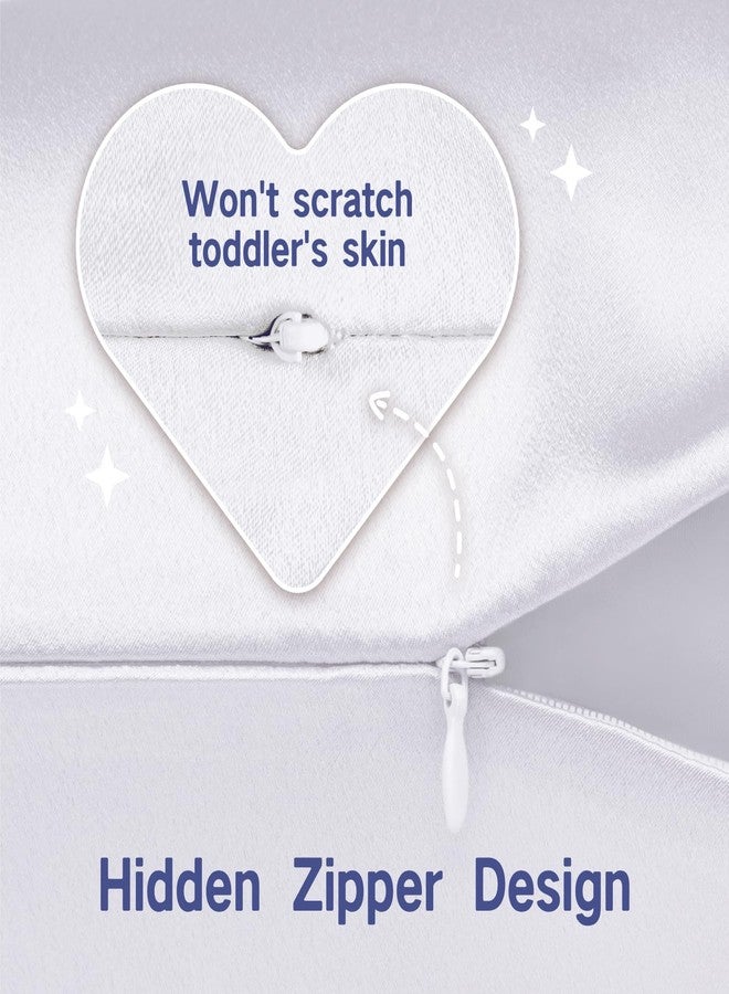 Fittia Toddler Pillowcase 13 x 18 with Zipper，Kids Small Baby Pillow Cases Cover, Silky Travel Satin Pillowcases for Boys and Girls, White - Image 5