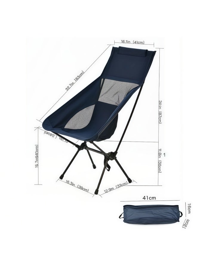 كيل › كرسي تخييم قابل للطي خفيف الوزن بظهر مرتفع مع حقيبة حمل: كرسي خارجي محمول للتخييم والشاطئ والنزهات والحديقة - Image 5