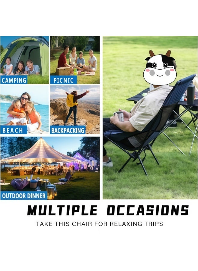 كيل › كرسي تخييم قابل للطي خفيف الوزن بظهر مرتفع مع حقيبة حمل: كرسي خارجي محمول للتخييم والشاطئ والنزهات والحديقة - Image 2