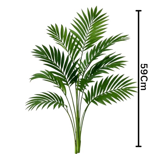 Dekorly Artificial Palm Plants Leaves Faux Turtle Leaf Fake Monstera Tropical Large Palm Tree Leaves Outdoor UV Imitation Leaf Decorations (Areca Without Pot) - Image 5