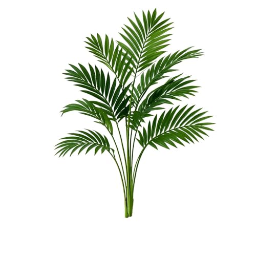 Dekorly Artificial Palm Plants Leaves Faux Turtle Leaf Fake Monstera Tropical Large Palm Tree Leaves Outdoor UV Imitation Leaf Decorations (Areca Without Pot) - Image 1