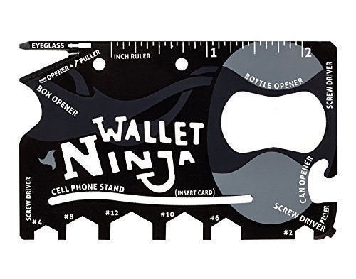 Syga Syga Wallet Ninja 18 in 1 Multipurpose Credit Card Size Steel Pocket Tool with Smart Cover Black  - Image 1