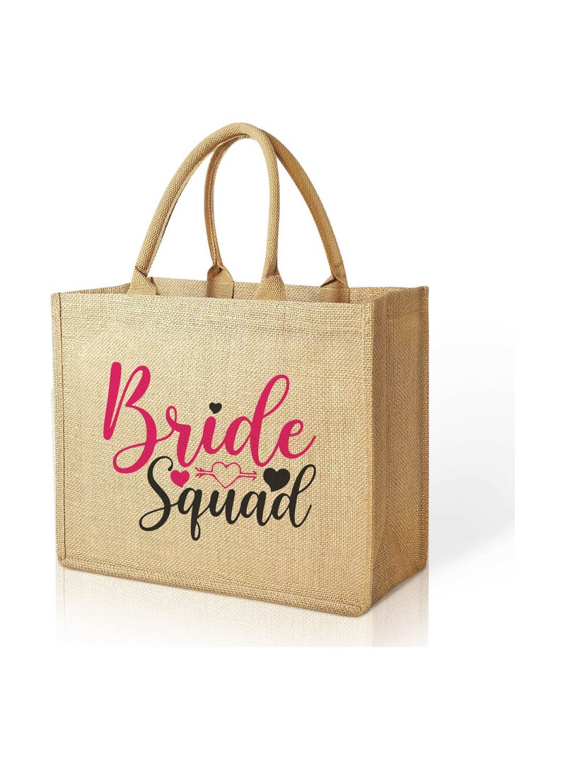 PRINTSHOP4ME Bride Squad Jute Totes for the Perfect Party Favor - Bridesmaids - Besties - Bags for the Perfect Wedding Squad - Gift Set for Bride Squad  - Image 1