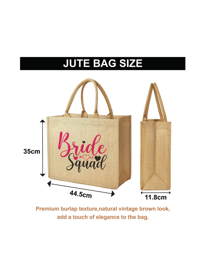 PRINTSHOP4ME Bride Squad Jute Totes for the Perfect Party Favor - Bridesmaids - Besties - Bags for the Perfect Wedding Squad - Gift Set for Bride Squad  - Image 2