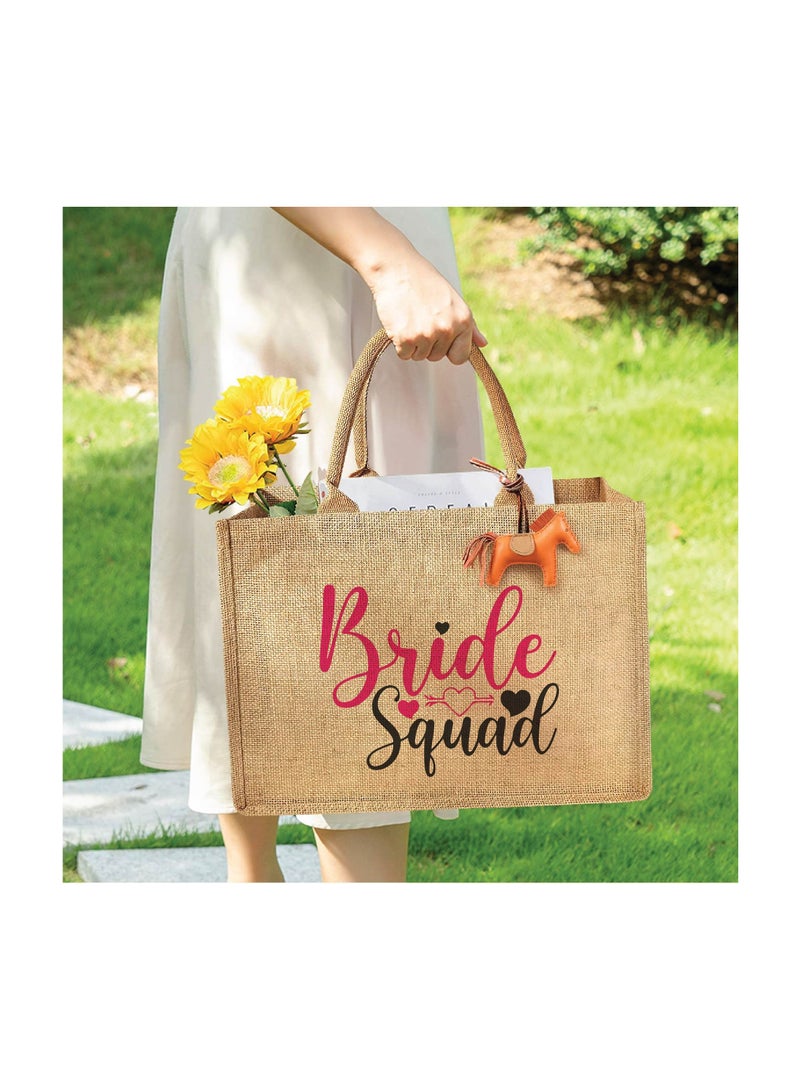 PRINTSHOP4ME Bride Squad Jute Totes for the Perfect Party Favor - Bridesmaids - Besties - Bags for the Perfect Wedding Squad - Gift Set for Bride Squad  - Image 4