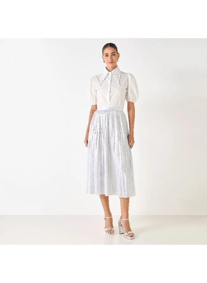 Iconic Iconic Pleat Textured Midi Skirt