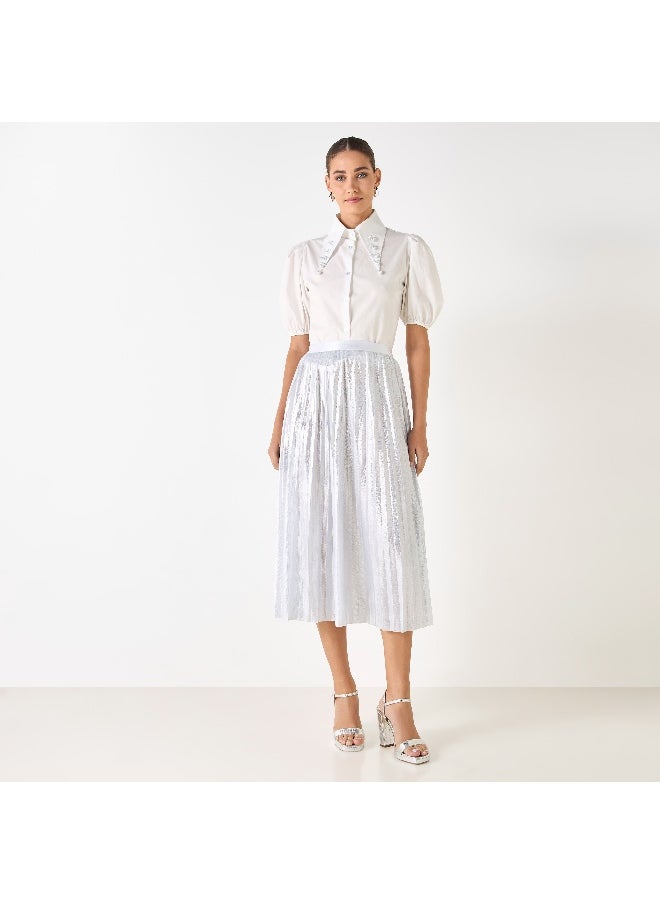 Iconic Iconic Pleat Textured Midi Skirt  - Image 4
