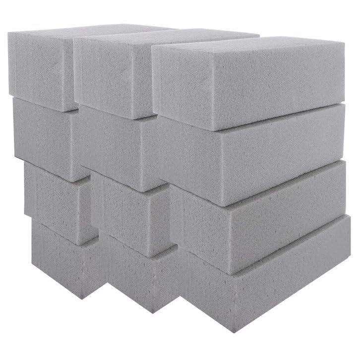 GBACHOOSE 12 Pcs Floral Foam Blocks Dry Brick 225x11x7cm Silk Flower Foam for Artificial Flowers Grey Flower Arranging Foam for Wedding Party Outdoor Display