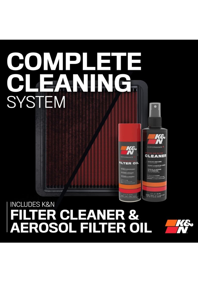 K&N Air Filter Cleaning Kit: Aerosol Filter Cleaner and Oil Kit; Restores Engine Air Filter Performance; Service Kit-99-5000, Multi