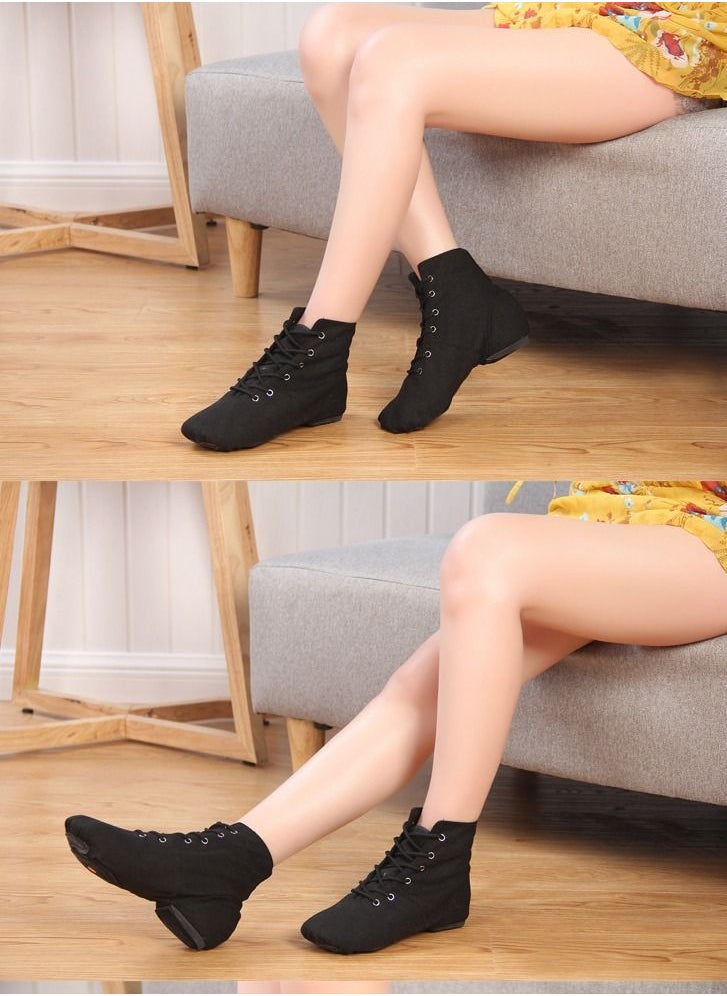 Loquat Men/Women High Top Jazz Boots Modern Dance Shoes Ballet Shoes Black  - Image 2