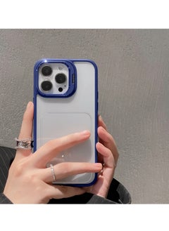 Bracket Luxury Plating Camera Folding Bracket Holder Stand With Camera Lens Shield Protectors For Apple iPhone 14 Pro Max 2022 Navy Blue  - Image 2