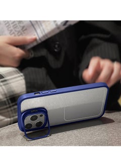Bracket Luxury Plating Camera Folding Bracket Holder Stand With Camera Lens Shield Protectors For Apple iPhone 14 Pro Max 2022 Navy Blue  - Image 3