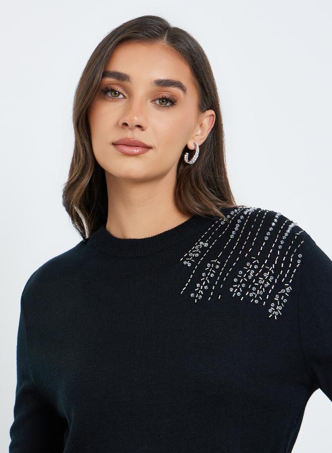 Styli Women Black Embellished Sweater - Image 5