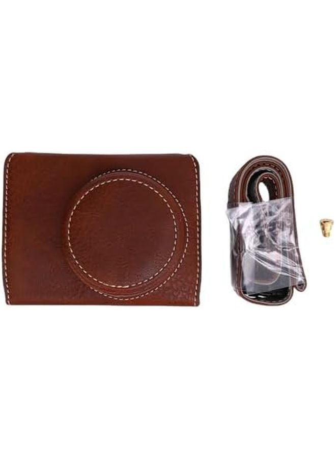 Coffee Color Leather Camera Case For PowerShot V1 With Adjustable Strap And Lens Storage - Image 2