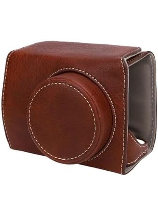 Coffee Color Leather Camera Case For PowerShot V1 With Adjustable Strap And Lens Storage - Image 5