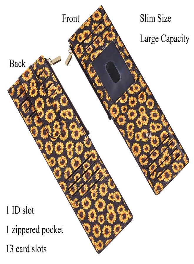 Chelmon Womens Walllet Slim RFID Blocking Bifold Multi Card Case Wallet with Zipper Pocket, Sunflower, One Size, - Image 3