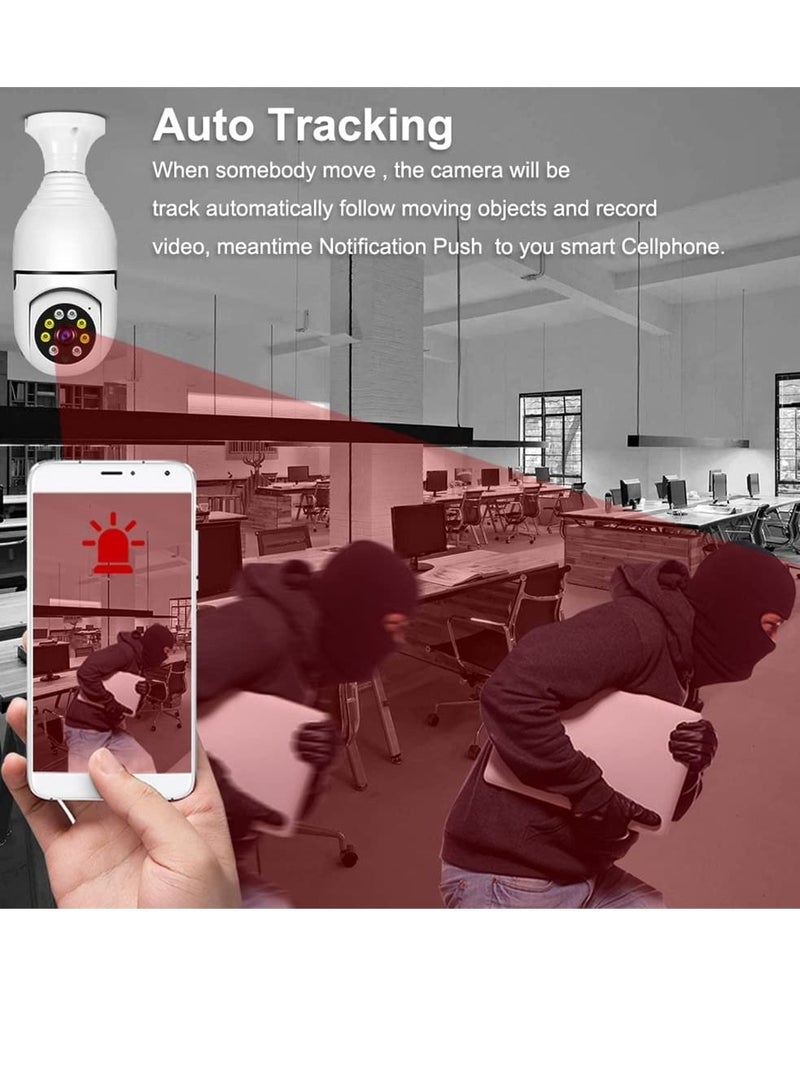 1080P Wireless Tovnet Wifi Pan/Tilt Light Bulb Security Camera, 360 Degrees 3.0MP Cam Home Surveillance CCTV Panoramic IP Camera, with Night Vision - Image 4