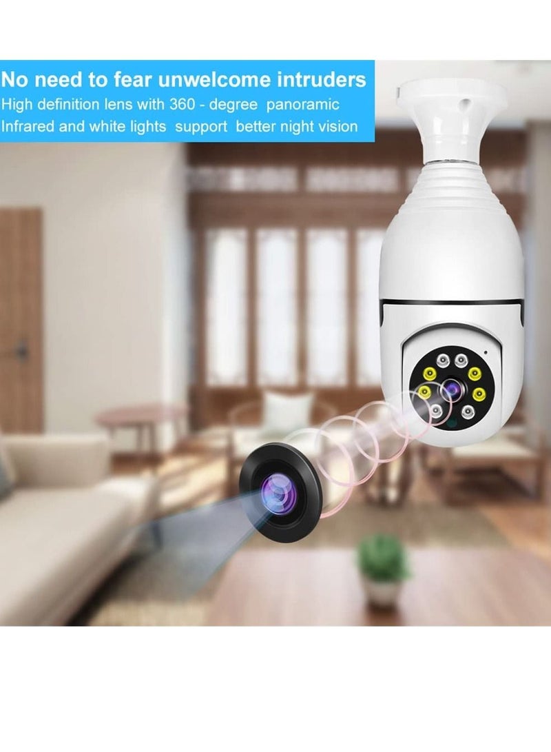 1080P Wireless Tovnet Wifi Pan/Tilt Light Bulb Security Camera, 360 Degrees 3.0MP Cam Home Surveillance CCTV Panoramic IP Camera, with Night Vision - Image 2