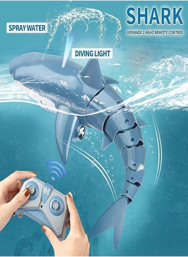 A shark-designed toy that operates with a remote control for the swimming pool at a frequency of 2.4 GHz with a water spray feature. Suitable for children and adults and a wonderful gift on special occasions.