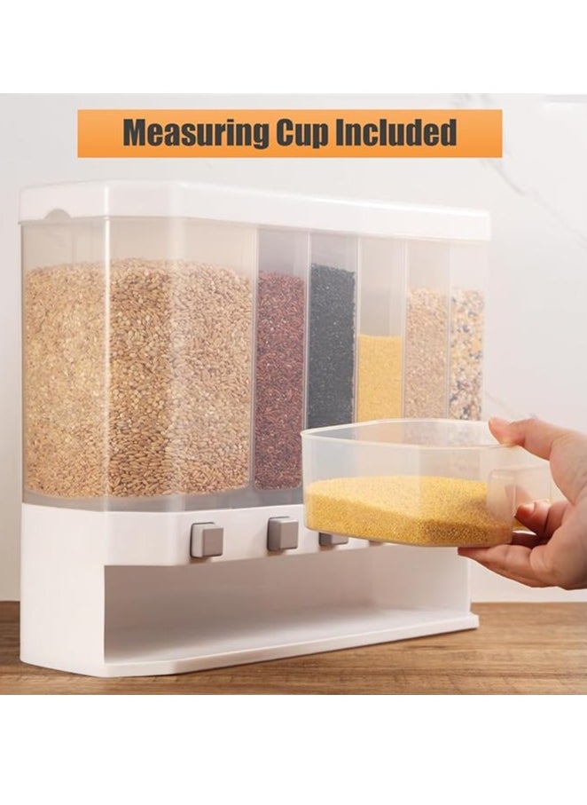 Generic - 6 in1 Rice Dispenser Wall Mounted Plastic Dry Food Dispenser 10kg Transparent Rice Grain Storage Container Dry Food Storage Box Tank for Rice Nuts Beans Cereals - Image 1